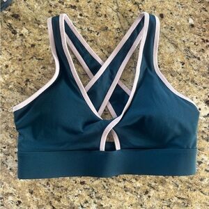 Fabletics size medium navy blue and lavender sports bra cross cross